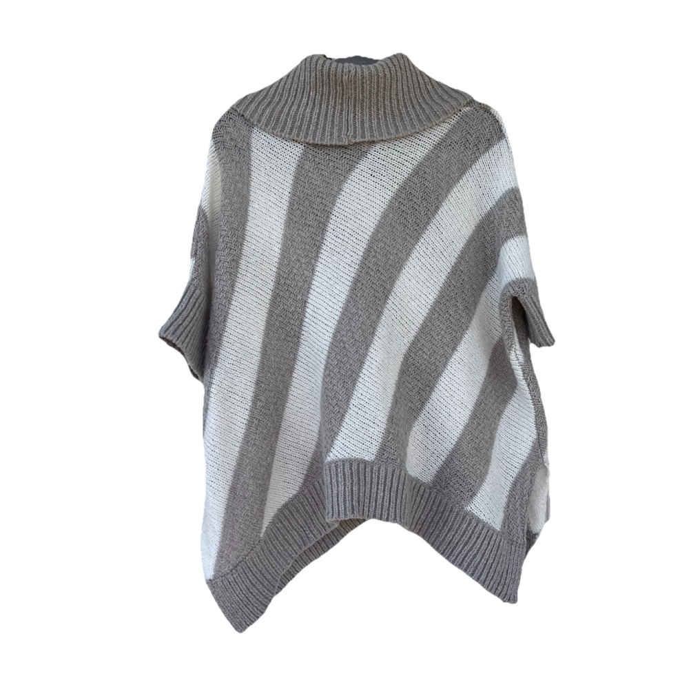 Old Navy Wool Blend Striped Cowl Neck Sweater Poncho size M/L | Cozy Knit - Picture 6 of 16